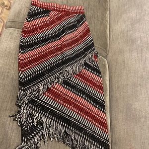 Nicholas red black fringe knit skirt